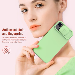 Nillkin CamShield Silky силиконовый чехол для iPhone 15 Plus тёмно-синий
