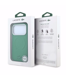 Dėklas Lacoste PVC Petit Pique Semi Wrap Embossed MagSafe Apple iPhone 18 Pro Max žalias