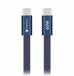 Кабель USB-C — USB-C Forcell F-Energy QC4.0 PD 3A 60W Cafule Flat 1,2 м CCFN23 тёмно-синий