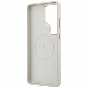 Guess Rhinestone Round Logo MagSafe Чехол для Samsung Galaxy S26 Ultra - бежевый