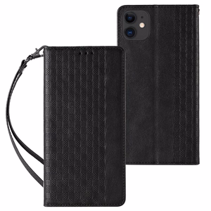 Magnetinis dirželio dėklas iPhone 12 piniginė + mini pakabukas juodas