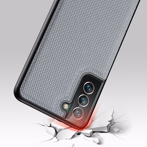 Dux Ducis Fino dėklas yra pagamintas iš nailono medžiagos Samsung Galaxy S22 + (S22 Plus) mėlynas
