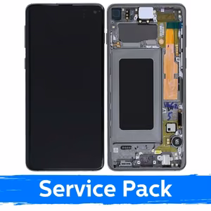 LCD Display Compatible With Samsung G973 S10 with Frame Prism Black (Service Pack)