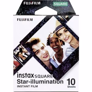 Fujifilm Instax Square Star Illumination – momentinė juostelė žvaigždžių rėmeliu, 86 × 72 mm, 62 × 62 mm vaizdas, 10 lapelių