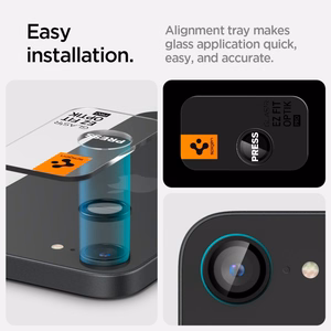 Spigen Optik Pro GLAS.TR "Ez Fit" Camera Cover 2-pack for iPhone 16e / 17e - Black