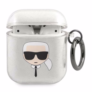 Karl Lagerfeld Glitter Karl's Head чехол для AirPods 1/2 - серебряный