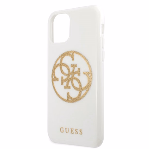 Чехол Guess GUHCN65TPUWHGLG Glitter 4G Circle Logo для iPhone 11 Pro Max, белый