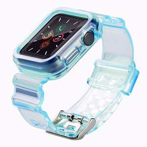 Silikoninė apyrankė dirželis dėklas dirželis šviesos rinkinys Apple Watch 38mm - mėlynas