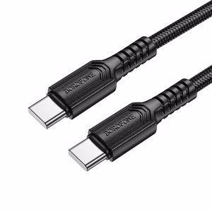 Borofone Кабель BX116 Certain - Type C to Type C - PD 60W 3A 1 метр чёрный