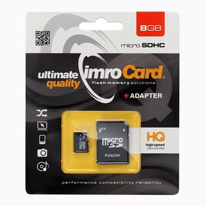 Imro atminties kortelė 8GB microSDHC cl. 4 + adapter
