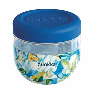 Контейнер для еды Quokka Bubble Food Jar 770 мл, узор «Синие пионы»