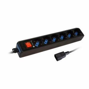 Techly IUPS-PCP-6V elektros tinklo ilgintuvas 1,5 m 6 AC išvestis(ys / čių) Juoda