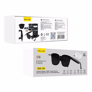 Blavec išmanieji akiniai SG-01 HD kamera, AI, Wi-Fi (SG01-B) juodi