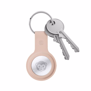 Чехол Crong Silicone для Apple AirTag 1 / 2, с кольцом для ключей, песочно-розовый