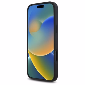 BMW M perforuota trispalvė linija iPhone 16 Pro Max dėklas - tamsiai pilkas