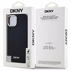 DKNY Paprastas logotipas Magnetinis dėklas telefonui iPhone 15 Plus - juodas