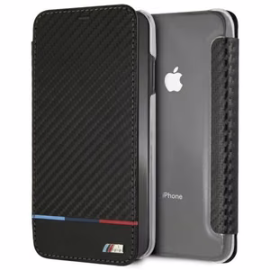BMW anglies dėklas su trispalve juostele iPhone XS Max - juodas
