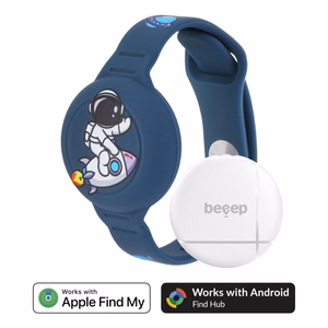 Beeep OneTag paieškos žymeklis su vaikiška silikonine apyranke „Astronaut“, Apple Find My / Android