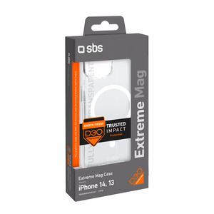 SBS D3O magnetinis MagSafe dėklas iPhone 14 / 13 telefonui – skaidrus