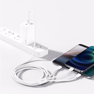 USB кабель 3в1 Baseus Superior Series, USB на micro USB / USB-C / Lightning, 3.5A, 1.5м (белый)