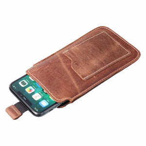 Slip-in phone case leather sleeve with pull-up Royal for iPhone 6 / 7 / 8 Crazy Horse size L brown