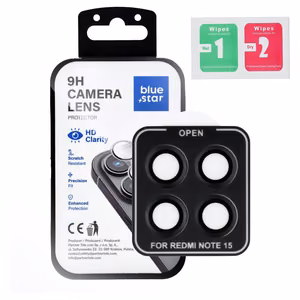 Camera Lens Protector BLUE STAR Easy Install for XIAOMI Redmi NOTE 15 15 5G black