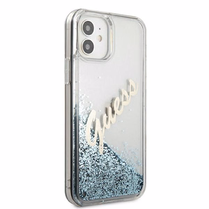 Guess GUHCP12SGLVSBL iPhone 12 mini 5.4" синий/синий жёсткий чехол Glitter Vintage Script