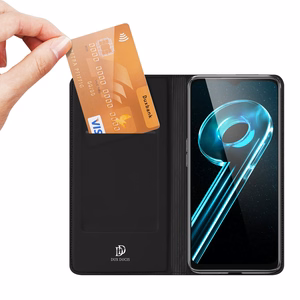 Dux Ducis Skin Pro dėklas Realme 10 5G / Realme 9i 5G atverčiamas kortelių dėklas su stovu – juodas
