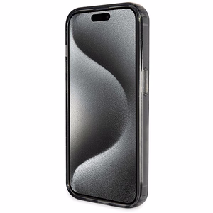 Guess Ring Stand Script Glitter Magnetinis dėklas telefonui iPhone 14 Pro - juodas