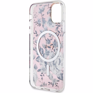 Guess GUHMN61HCFWSP iPhone 11 / Xr 6.1" rožinis kietas dėklas Gėlė MagSafe
