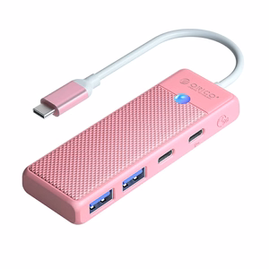 Orico PAPW2AC-C3-C3 USB-хаб 4-портовый 2x USB-A 3.0 1x USB-C 3.0 с зарядкой USB-C PD 100W 0.15м - розовый