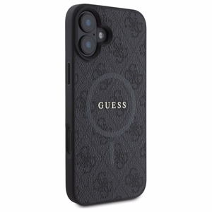 Dėklas Guess PU Leather 4G Colored Ring MagSafe Apple iPhone 16 juodas