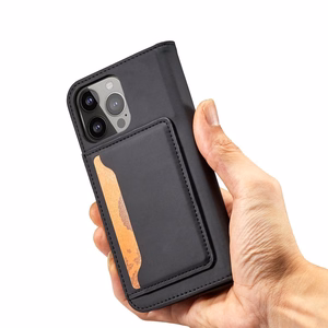 Magnet Card dėklas iPhone 14 Plus atveriamas dangtelis piniginė su stovu juodas