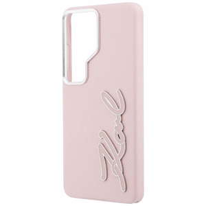 Karl Lagerfeld Grained Signature Metal Resin Logo Чехол для Samsung Galaxy S26 Ultra - розовый