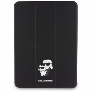 Karl Lagerfeld Saffiano Magnetinis Karl & Choupette iPad Pro 11" 2024 Knygos viršelio dėklas - juodas