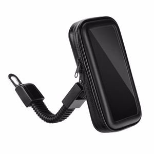 Motociklo laikiklis mobiliajam telefonui atsparus vandeniui su užtrauktuku (4,8" - 5,5") juodas