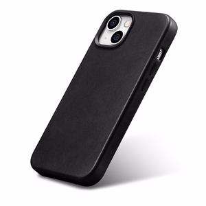 iCarer Oil Wax Premium odinis dėklas iPhone 14 Plus Magnetinis odinis dėklas su MagSafe Juodas (WMI14220703-BK)