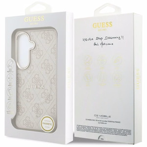Dėklas Guess PU Leather 4G Gold Frame Magnetic Samsung S942 S26 rožinis