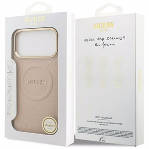 Guess Peony Hot Stamp Magnetinis dėklas telefonui iPhone 17 Pro Max - rožinė
