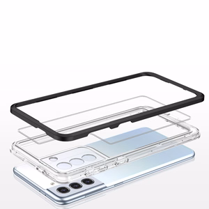 Skaidrus 3in1 dėklas Samsung Galaxy S22 + (S22 Plus) rėmelio gelis juodas