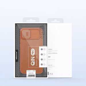 Nillkin Qin Leather Pro Case iPhone 14 Plus с защитой камеры флип-чехол коричневый