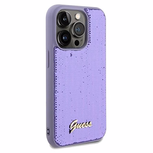 Guess Sequin Script Metal dėklas telefonui iPhone 13 Pro Max - violetinė