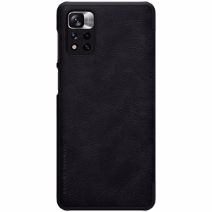 Nillkin Qin dėklas Xiaomi Redmi Note 11 Pro+ (Kinija) / Redmi Note 11 Pro (Kinija) / Mi11i HyperCharge kameros apsauga dėklas atverčiamas dėklas juodas
