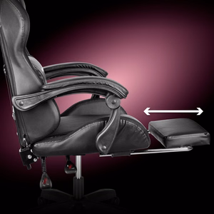 Kruger&Matz GX-150 žaidimų kėdė, juoda, su LED apšvietimu ir 7 taškų masažu