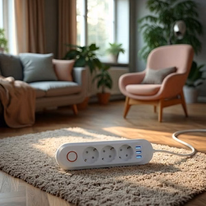 Maclean elektros paskirstytuvas, prailginimo laidas su 3 lizdais + 3xUSB, 110–240 V kintama srovė, 50/60 Hz, 2,1 A, maks. 2500 W, 1,5 m, baltas, MCE394 W