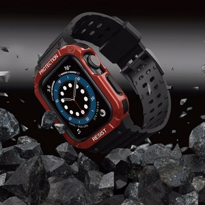 Band "Strap Band" for Apple Watch 42mm/44mm/45mm (Black + Red)