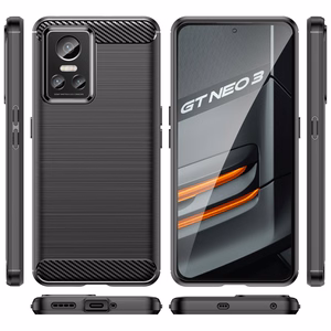 Carbon dėklas telefonui Realme GT Neo 3 lankstus silikoninis anglies dėklas juodas