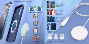 Magnetic Wireless Charger CHOETECH, 15W, iPhone 14, blue