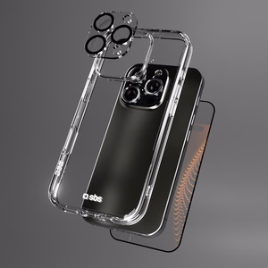 SBS set with D3O technology for iPhone 16 Pro Max - case + glass screen and camera protector - transparent