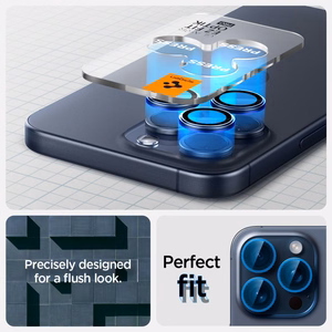 Spigen Optik.tR EZ Fit kameros apsauga iPhone 14 Pro / Pro Max / 15 Pro / Pro Max – titano mėlyna, 2 vnt.